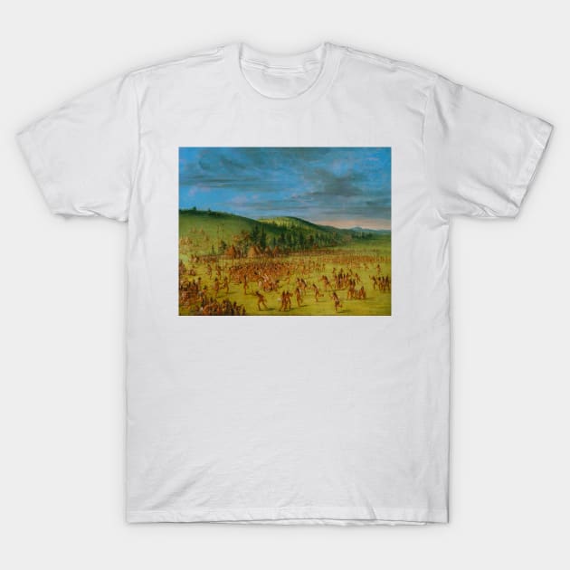 Ball-play of the Choctaw - Ball Up by George Catlin T-Shirt by Classic Art Stall